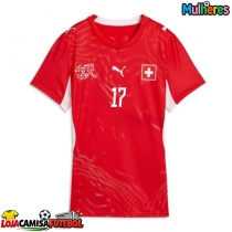 Camisa de Futebol Suíça Ruben Vargas #17 Equipamento Principal Mulheres Mundo 2026 Manga Curta